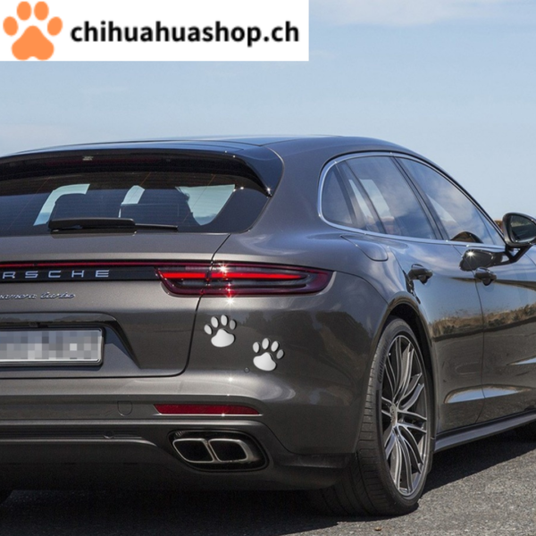 2 Auto Aufkleber Design Pfote 3D Tier Hund Katze Bär Fußabdruck Aufkleber Auto Aufkleber Silber oder Schwarz