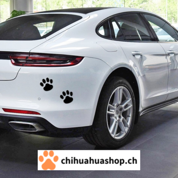 2 Auto Aufkleber Design Pfote 3D Tier Hund Katze Bär Fußabdruck Aufkleber Auto Aufkleber Silber oder Schwarz