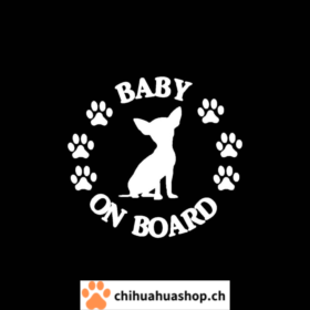 Aufkleber Chihuahua - Baby on Board - 14CM * 12CM BABY AN BORD Chihuahua Hund Vinyl Motorrad Auto Aufkleber Abziehbild Schwarz Silber Weiss