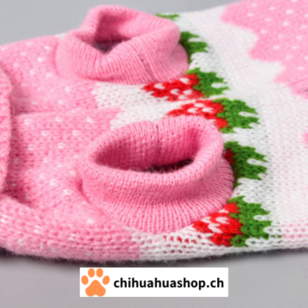 Warme weiche Strick-Haustier Hunde Pullover, Weste für kleine und mittlere Hunde Rosa Weiss mit Erdbeeren