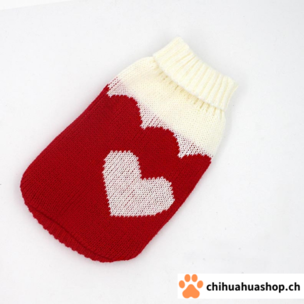 Weiche, warme gestrickte Hundepullover Blau / Rot / Vilolett / Herz Muster