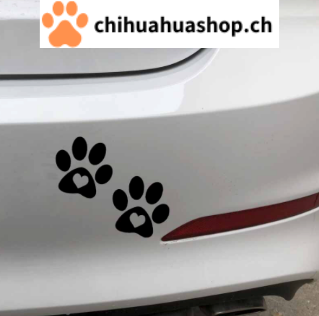Hunde Pfoten Auto Aufkleber mit Herz 14,7X11,3 CM silber oder schwarz -   Zürich