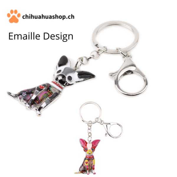 Bonsy Design  Schlüssel Anhänger Chihuahua Emaille