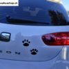 2 Auto Aufkleber Design Pfote 3D Tier Hund Katze Bär Fußabdruck Aufkleber Auto Aufkleber Silber oder Schwarz