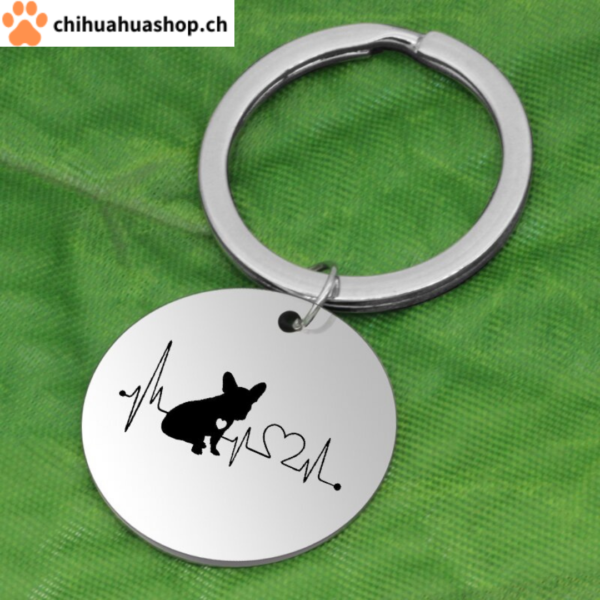 Schlüsselanhänger Schlüsselring Herzschlag Pfote Chihuahua Frenchy Bulldog Schlüssel Ring