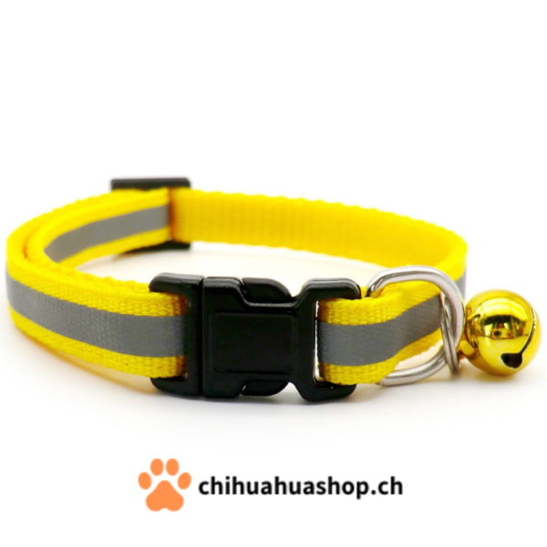 Halsband für kleine Hunde oder Katzen mit Glöckchen (abnehmbar) mit Reflektionsstreifen für Sicherheit