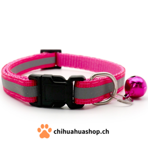 Halsband für kleine Hunde oder Katzen mit Glöckchen (abnehmbar) mit Reflektionsstreifen für Sicherheit