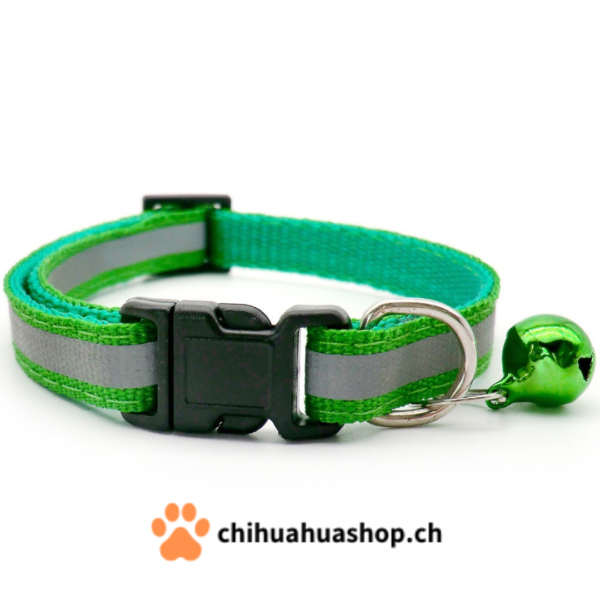 Halsband für kleine Hunde oder Katzen mit Glöckchen (abnehmbar) mit Reflektionsstreifen für Sicherheit