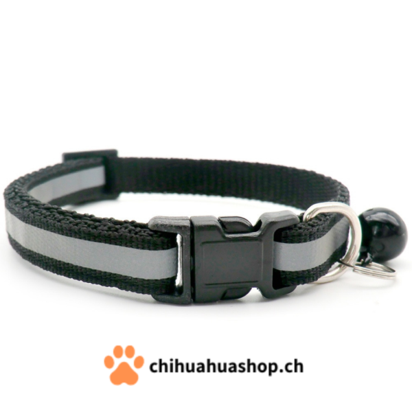 Halsband für kleine Hunde oder Katzen mit Glöckchen (abnehmbar) mit Reflektionsstreifen für Sicherheit