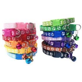 Halsband für kleine Hunde & Katzen – mit Pfoten-Aufdruck & abnehmbarem Glöckchen