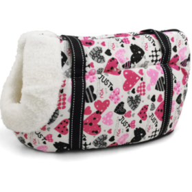 Hundetasche Weiss Rosa Herzchen 2 Grössen: S: 45x21x22cm L: 55x26x27cm