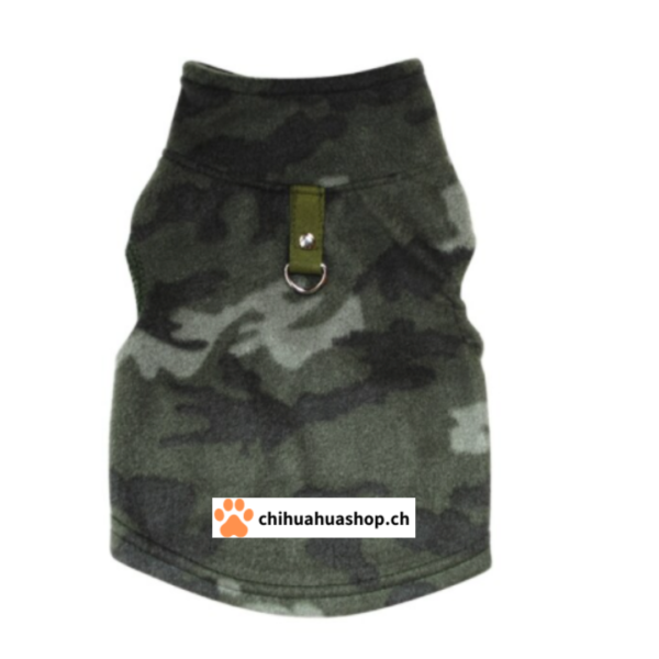 Warm Military Farbig Fleece-Hunde Harness Geschierr Pullover Jacke Mantel Hundekleidung Herbst Frühling Kleine Mittlere Hunde Warme - Mit Ring für Leinen Befestigung