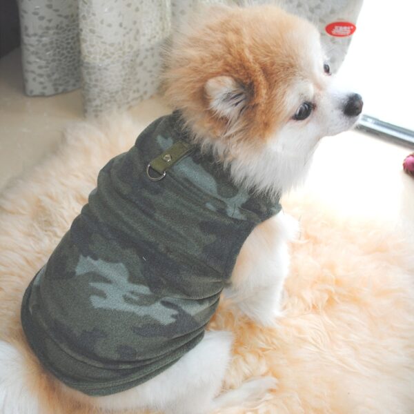 Warm Military Farbig Fleece-Hunde Harness Geschierr Pullover Jacke Mantel Hundekleidung Herbst Frühling Kleine Mittlere Hunde Warme - Mit Ring für Leinen Befestigung