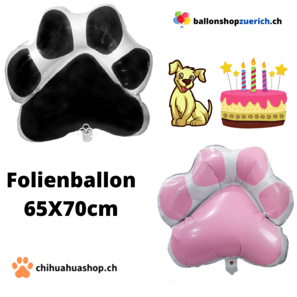 Fussabdruck - Pfote Hund/ Katze Geburtstagsparty / Geburtstagsfeier Dekorationen "Party mit Dein Liebling und mach schöne Fotos" ROSA oder SCHWARZ