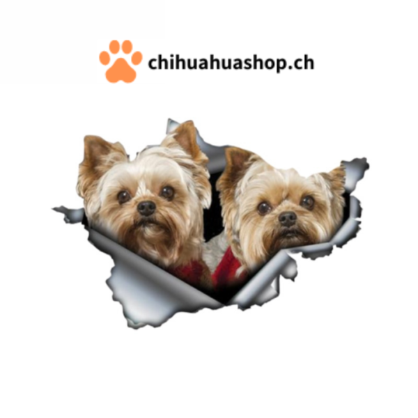 3D-Ansicht Hund Yorkshire Terrier Hund Auto Aufkleber Wandaufkleber Badezimmer Dekorationen PVC Home Küche Zimmer Dekor Wand Kühlschrank Aufkleber 13x8.6cm