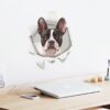3D-Ansicht Hund Frenchy Französische Bulldogge Weiss / Schwarz Auto Aufkleber Wandaufkleber Badezimmer Dekorationen PVC Home Küche Zimmer Dekor Wand Kühlschrank Aufkleber
