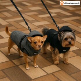 Warme gut gefütterte Hunde Jacke / Geschirr mit Kapuze warm für kleine Hunde für Herbst / Winter / Frühling mit Geschierr / Harness