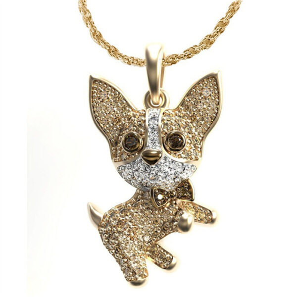 Chihuahua Anhänger Gold farbig mit Halskette Schmuck als Geschenk oder für Dich