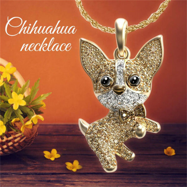 Chihuahua Anhänger Gold farbig mit Halskette Schmuck als Geschenk oder für Dich