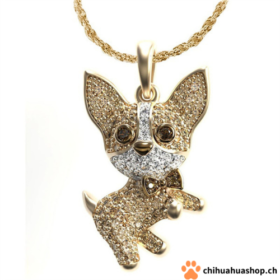 Chihuahua Anhänger Gold farbig mit Halskette Schmuck als Geschenk oder für Dich